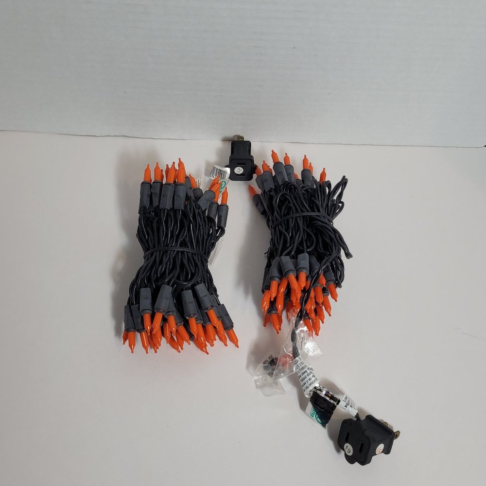 UL Lighted 100ct Orange Indoor/Outdoor Mini Icicle Lights Tested